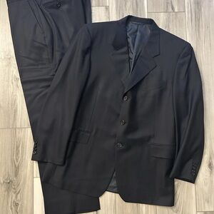 Hickey Freeman Blue Suit Mink Cashmere Wool Size 43 EUC